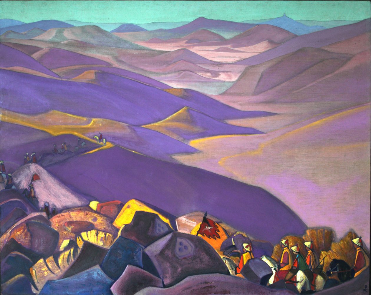 Nicholas Roerich, Mongolia (Campaign of Genghis Khan), c. 1937. Tempera on canvas. State Museum of Oriental Art, Moscow.
